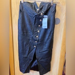 Bardot sexy black pencil skirt, unique high split waist, NWT